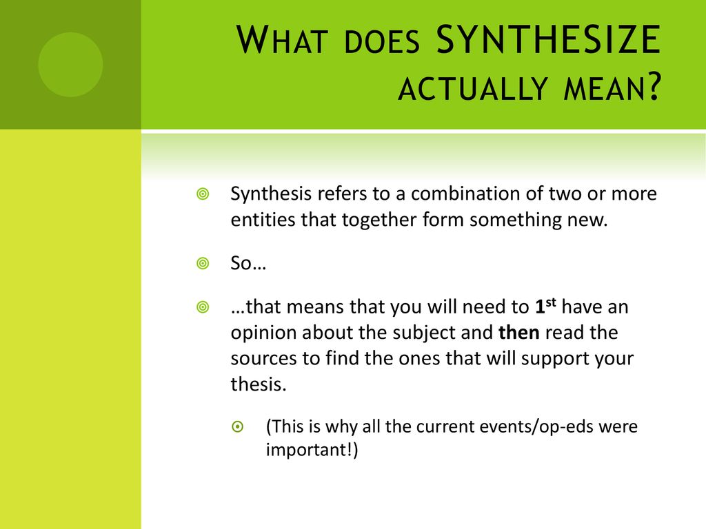 What does outlet synthesize mean